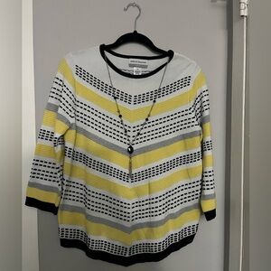 **Alfred Dunner striped top with necklace attached. Size petite Medium.